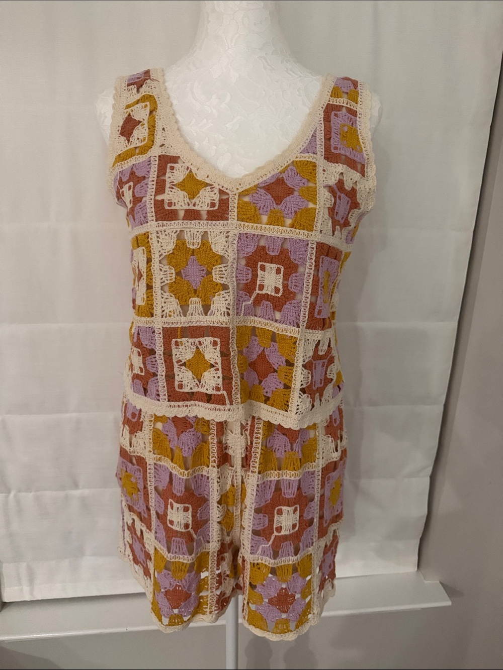 Crochet Patchwork shorts set